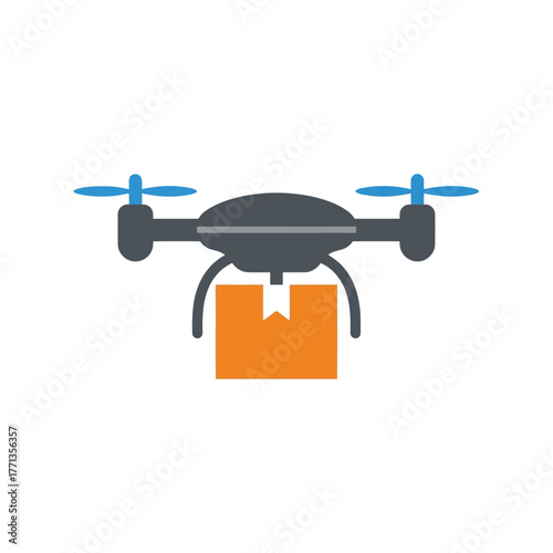 Future drone delivery service flying a package for fast express shipping and logistics vector