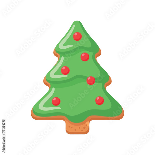 Wallpaper Mural Festive green christmas tree cookie with red ornaments cute holiday treat isolated vector Torontodigital.ca