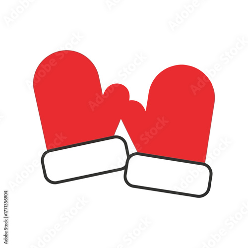 Festive red winter mittens with white trim for cozy holiday comfort vector