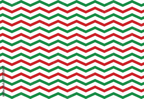 Festive zigzag stripes vector, seamless red green pattern for seasonal design