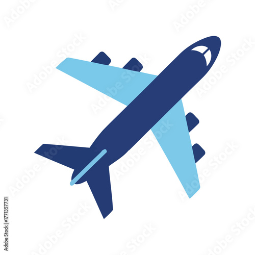 Modern blue jet airplane icon top view aviation travel transportation concept vector