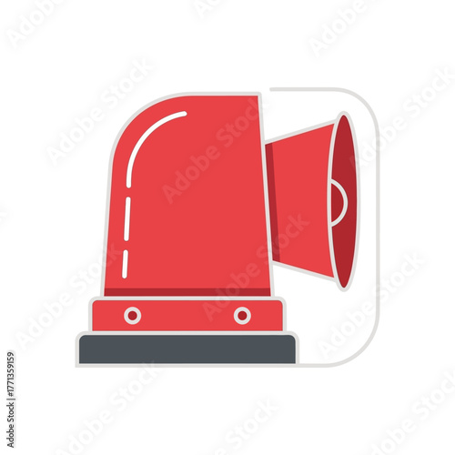 Red Emergency Siren Light with Speaker Icon.