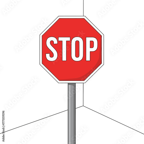 Red Octagonal Stop Sign on a Metal Pole.