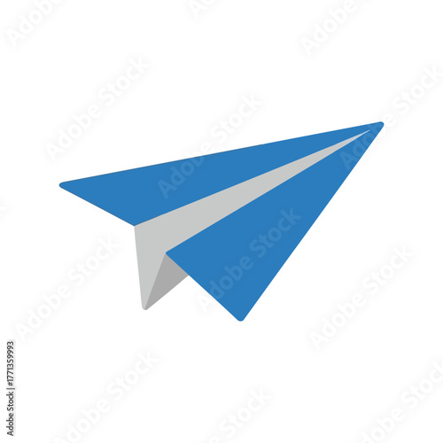 Origami blue paper airplane flying forward symbolizing business travel ideas creativity vector