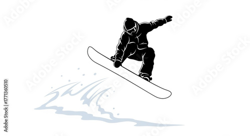 Athlete Performing Snowboard Trick Vector Illustration