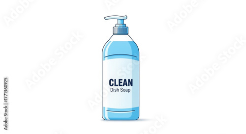 Dish Soap Bottle Illustration on White Background