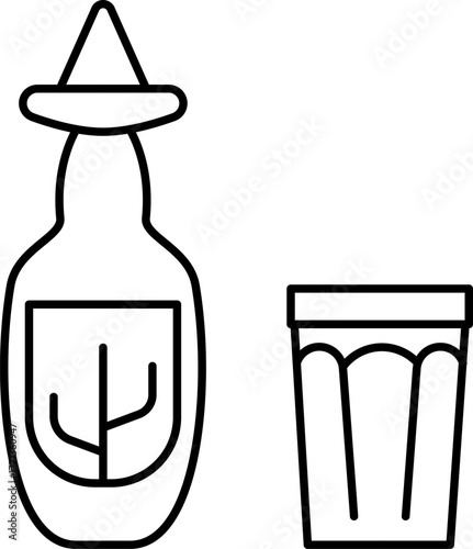 Drinks thin line icons set. Beverages and smoothies icon set. Cold water, cocktails, juice, hot drinks, champagne and wine glasses, coffee and tea vector symbols collection. Outline beverage menu set