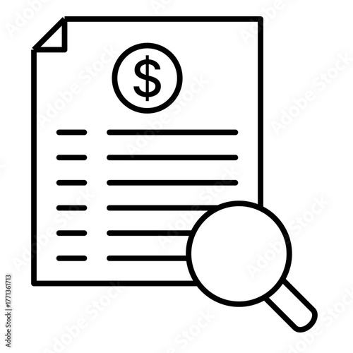 financial audit line icon with editable stroke
