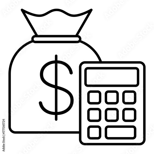 financial calculation line icon with editable stroke