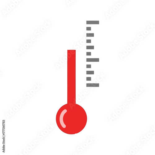 Red thermometer showing high temperature weather or fever measurement vector