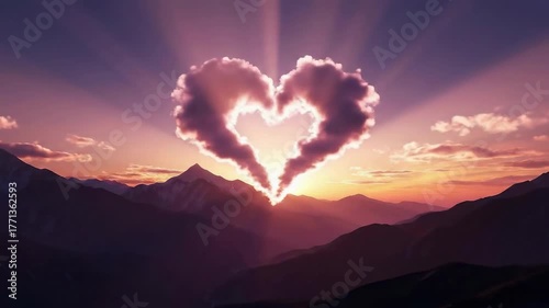 Heart cloud sunrise mountains nature love sky background wallpaper landscape scenery romance beautiful 100 on transparent background