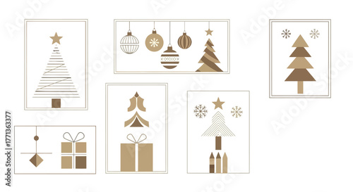 Elegant Minimalist Christmas Wall Art Set Festive Decorations in Neutral Tones for Home Decor