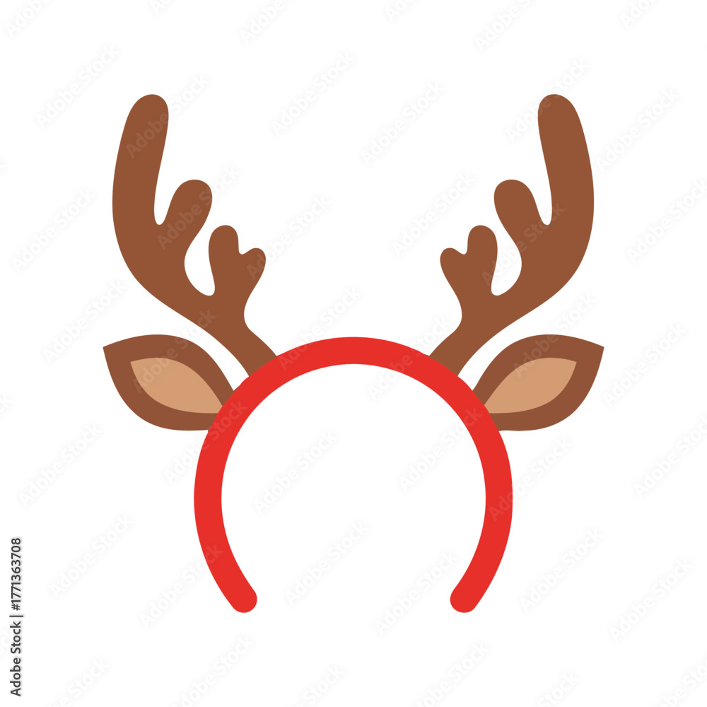 Fototapeta premium Festive reindeer antler headband for holiday christmas party costume accessory fun vector