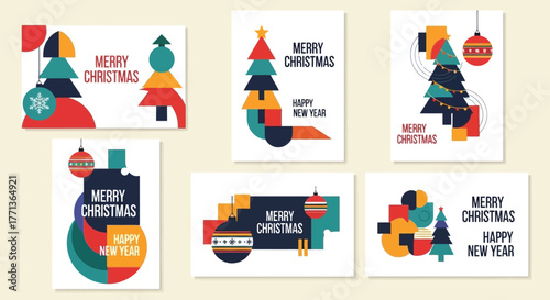 Geometric Christmas Greeting Cards Modern Festive Designs for Holiday Cheer and Celebrations
