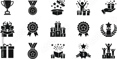 Celebration achievement reward success gift prize medal trophy vector