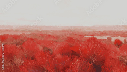 Crimson Hills Red Landscape isolated watercolor vector illustration svg