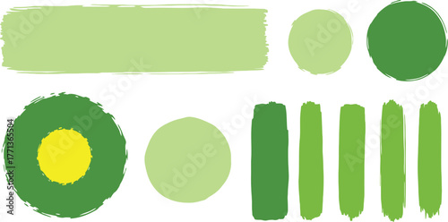 Green paint brush strokes vector art design element collection
