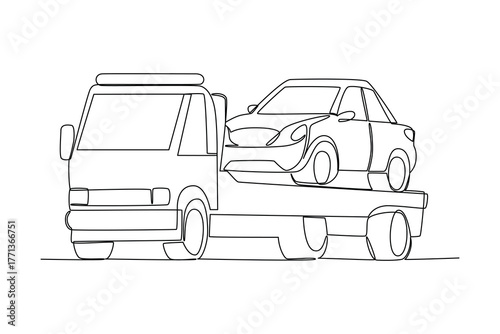 Simple continuous line of Towing on action. Simple line, creativity, vector.