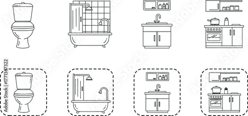 Toilet bathtub sink kitchen bathroom furniture home appliance design
