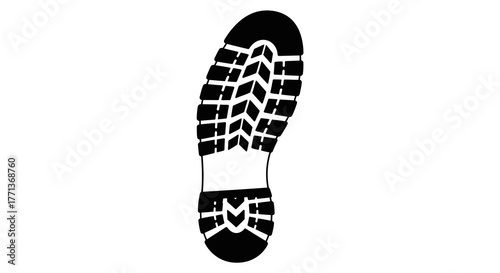 Black  white shoe print on white background