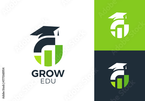 graduate hat and chart logo design. finance education symbol icon vector	
