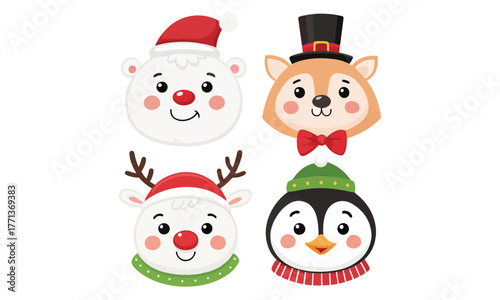 Cute Christmas Illustrations Collection – Santa Claus, Snowman, Reindeer, Christmas Trees, Gifts & Holiday Decorations