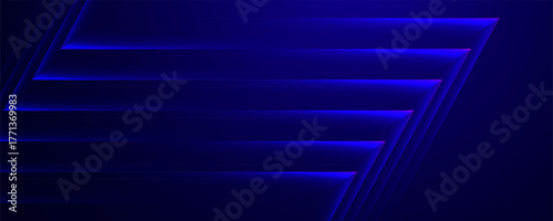 Abstract dark blue background with dynamic glowing horizontal light bars in motion