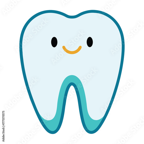 Happy tooth with a smile, dental care and oral hygiene concept in vector