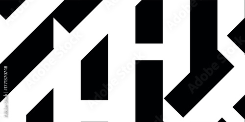 Abstract black and white geometric pattern with interlocking angular lines creating a maze-like effect.