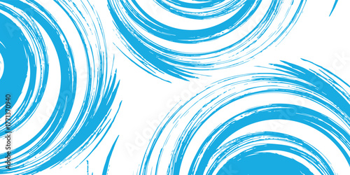 Abstract background with blue circular brush strokes creating a dynamic ripple effect on a white canvas.