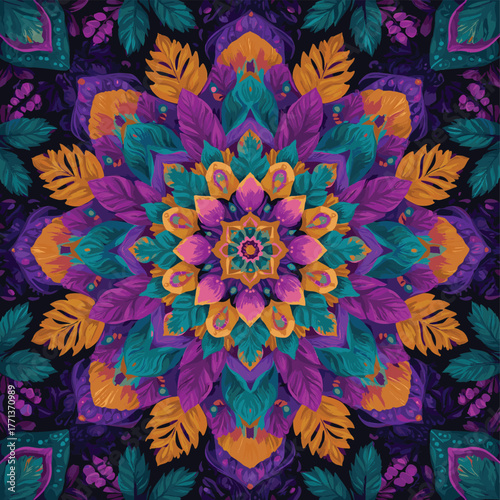 Mandala, Patterned Art Illustration for Colorful Wallpaper, Decor, Textile, and Background