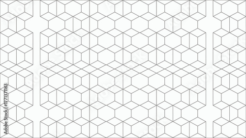 Geometric pattern featuring repeating cube shapes in a symmetrical arrangement on a white background
