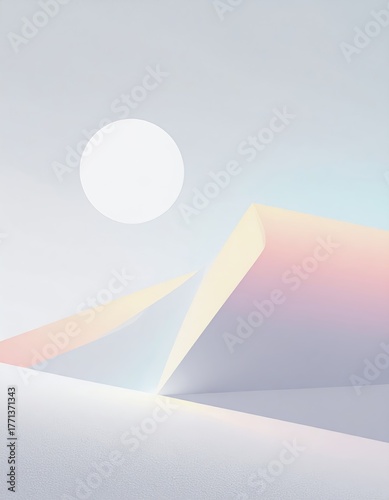 Abstract modern objects, futuristic art with neon gradients and geometric shapes