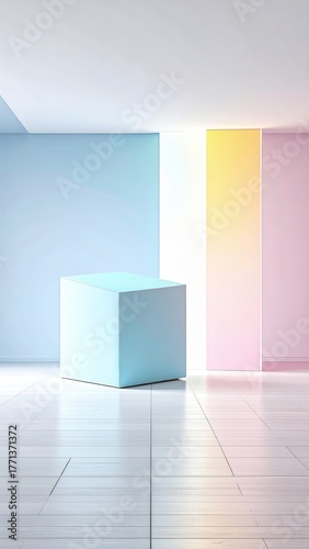 Abstract modern objects, futuristic art with neon gradients and geometric shapes