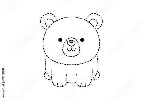 Cartoon polar bear connectthedots outline illustration on white background