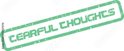 Fearful Thoughts Green Distressed Rubber Stamp Symbolizing Anxiety and Mental Apprehension