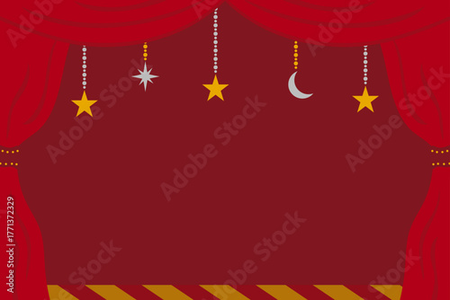 クリスマスカラーの舞台のフレームイラスト