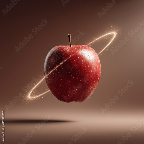 Apple falling in slow motion, scientific illustration of Newton?s law of gravity concept