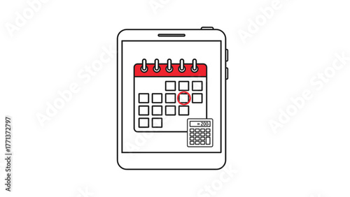 Calendar with lesson displayed on smartphone in minimalist design  