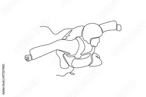 Simple continuous line of paragliding activity. Simple line, creativity, vector.