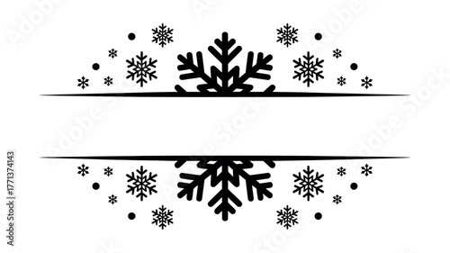 Decorative snowflake border design for winter or holiday text