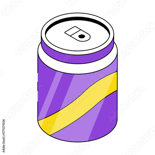 A isometric design icon of tin pack