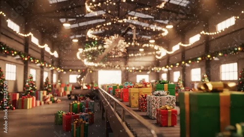 Santas Magical Workshop Preparing Christmas Gifts for Delivery.