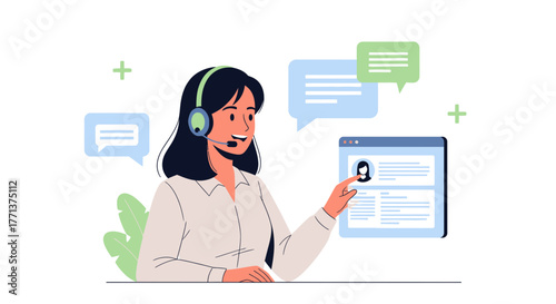 Customer Service Representative Providing Support Via Online Communication Platform