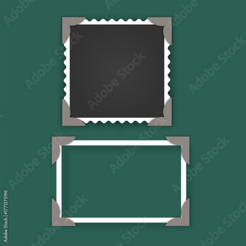Old photo postcard, old photo frames in vector