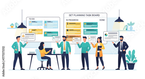 Team Of Professionals Coordinating Tasks On A Strategic Planning Board Successfully