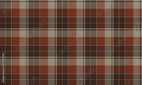 The seamless plaid pattern of brown, orange, grey and white creates a warm, simple feel for designing clothes, skirts and pants in a classic, contemporary style.
