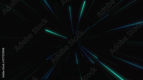 abstract blue comic speed lines on black background. glow and light speed lines.