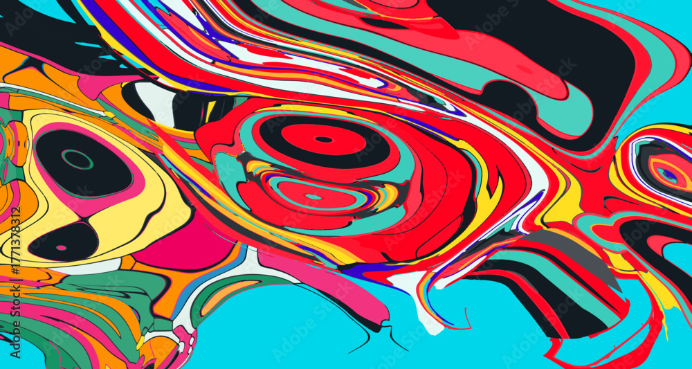 Naklejka premium Colorful abstract psychedelic liquid and fluid background pattern