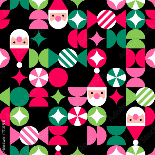 Cute geometric elements seamless pattern design for Christmas and new year holidays background.